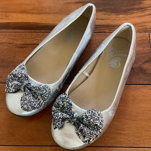 Girls silver slip on dress shoe size 12